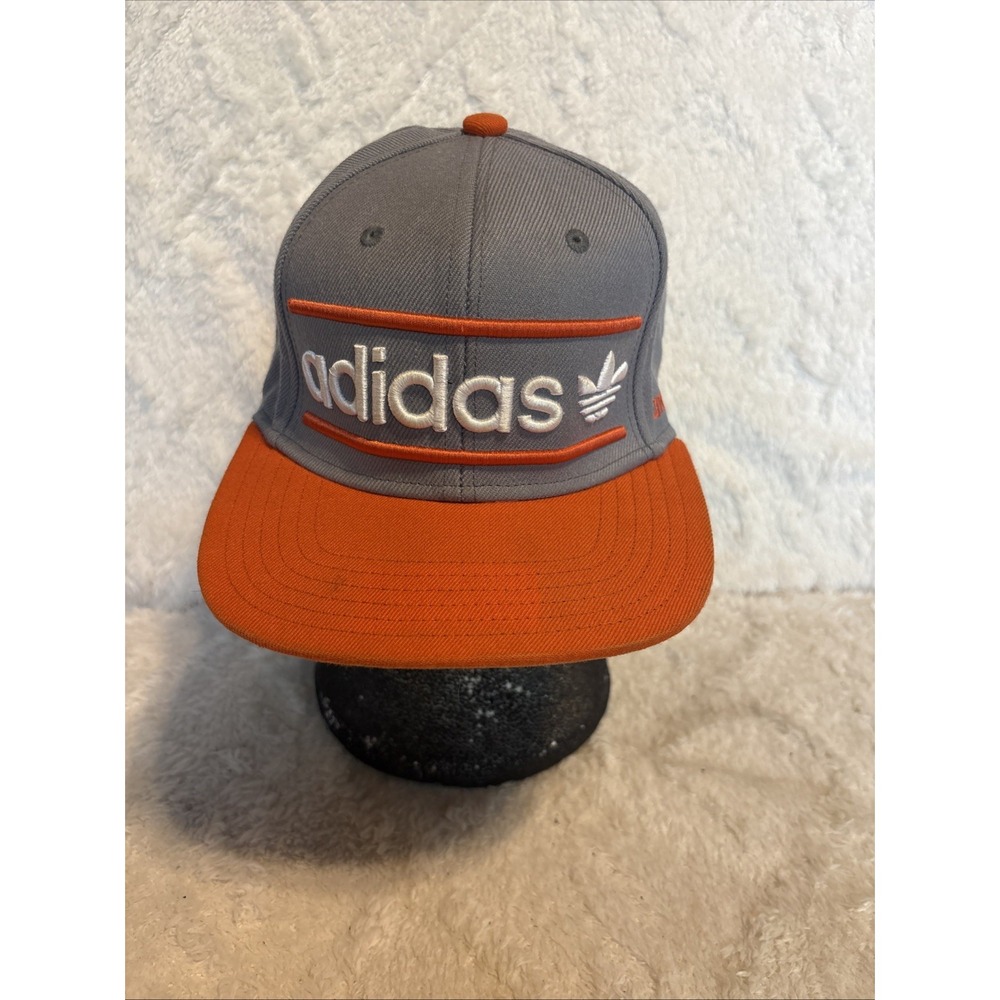 Adidas Originals Heritage‎ Snapback Hat Men Gray & Orange Trefoil OSFA